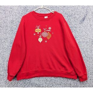 Holiday Editions Christmas Sweatshirt Size XXL Ornaments Grandma Pullover Red